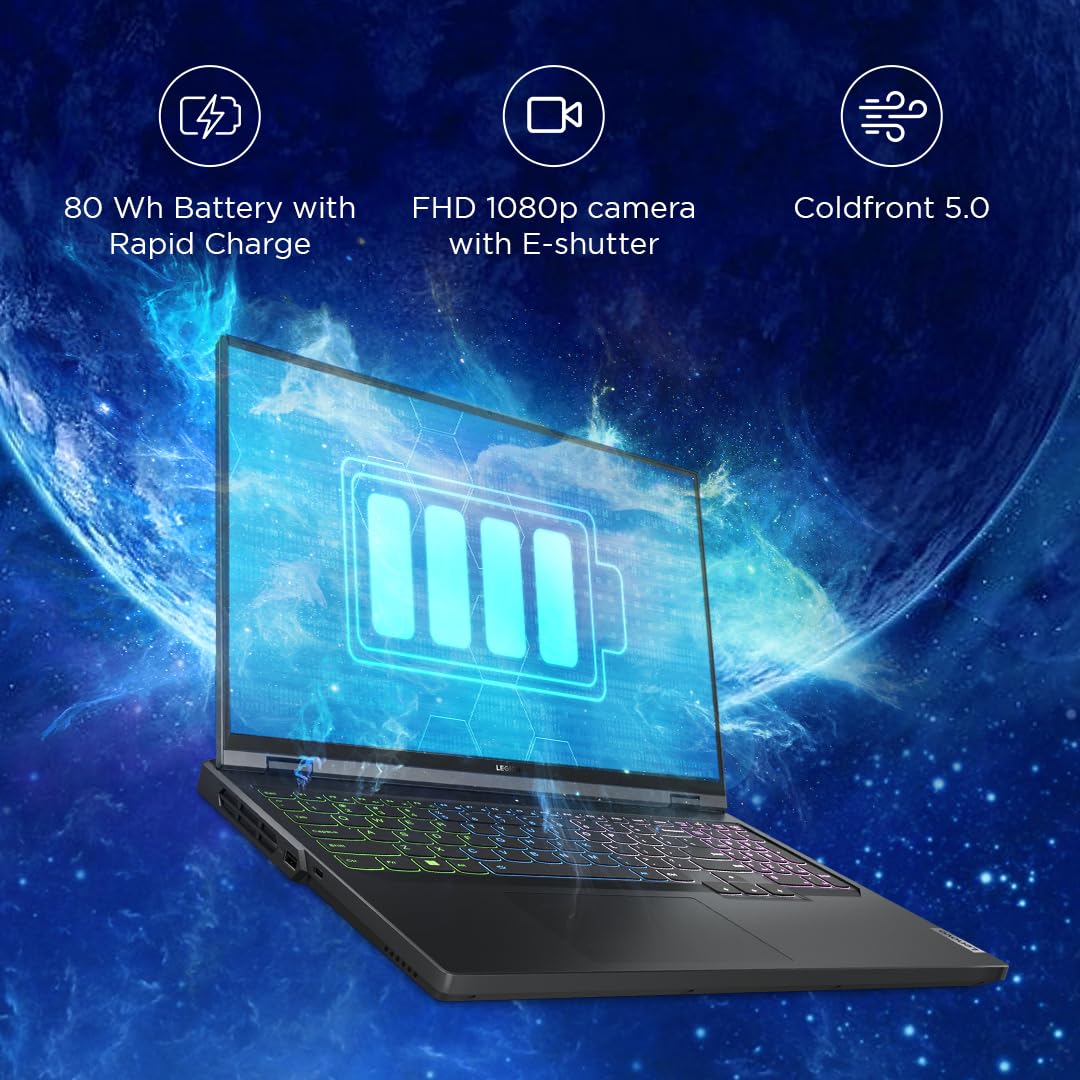 LENOVO LEGION PRO 5 AMD RYZEN 9 7945HX 16 INCH (40.64CM) WQXGA-IPS 240HZ 500NITS GAMING LAPTOP (32GB/1TB SSD/WIN 11/OFFICE 2021/NVIDIA RTX 4070 8GB/ALEXA/3 MONTH GAME PASS/ONYX GREY/2.5KG), 82WM00FFIN