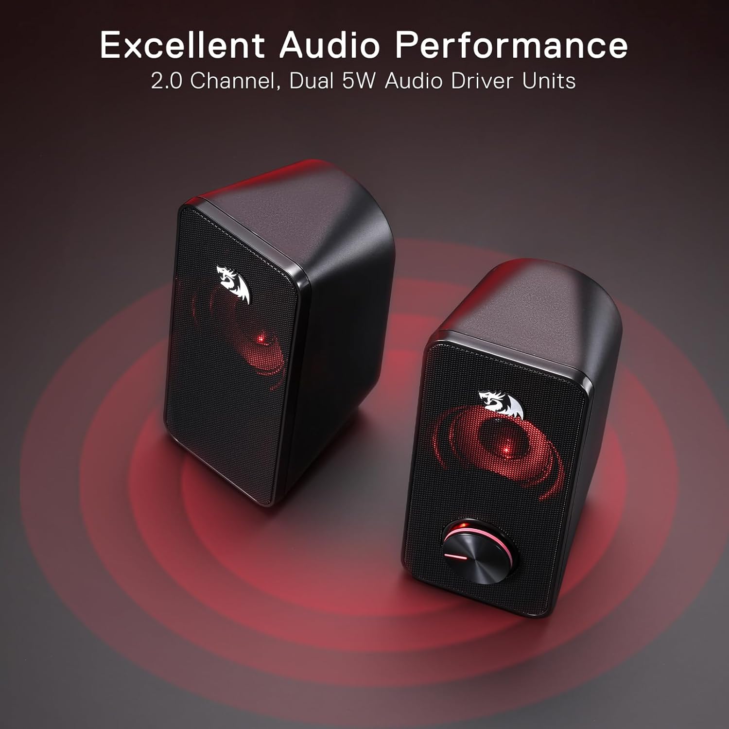 REDRAGON GS500 5 WATT 2.0 CHANNEL USB SPEAKER (GREY, BLACK, RED)