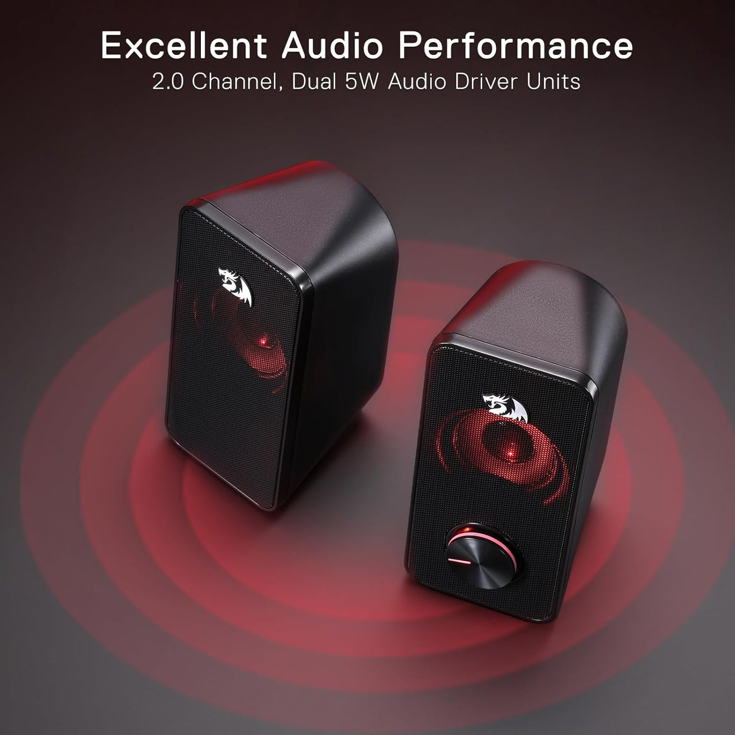 REDRAGON GS500 5 WATT 2.0 CHANNEL USB SPEAKER (GREY, BLACK, RED)