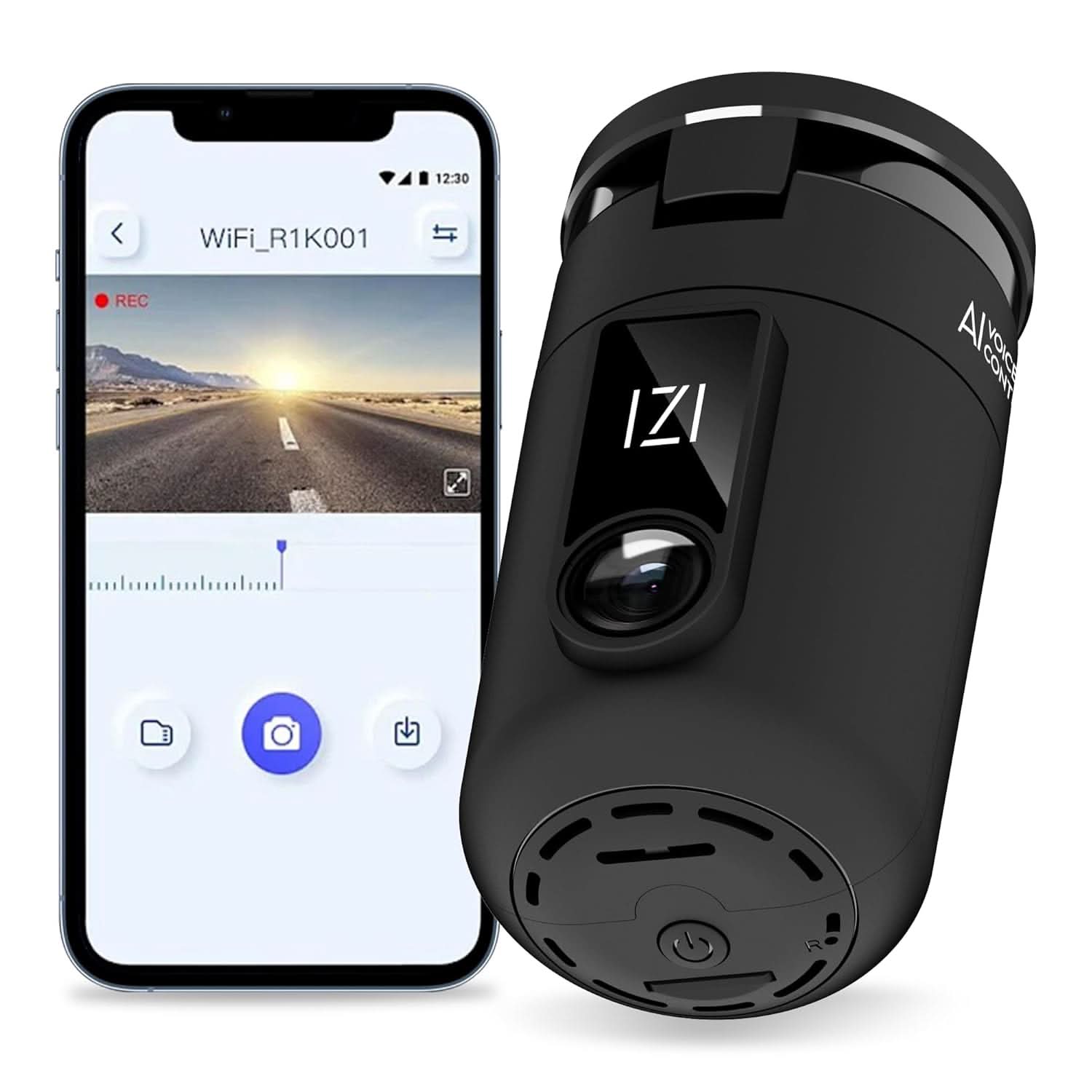IZI Drive360 Dash Cam for Car, 360 Rotatable Car Camera, AI Voice Control, Full HD 1080P @30FPS, 170 Wide Lens, 24/7 Parking & Impact Detection, 128GB Support, Type-C Fast Connect, Built-in Mic