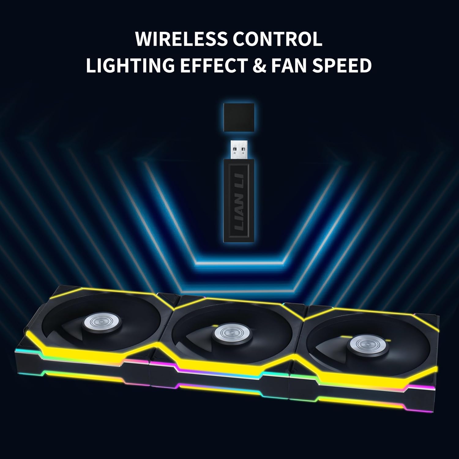 LIAN LI UNI FAN SL-WIRELESS 120-TRIPLE PACK (REVERSE BLADE) PERFORMANCE ARGB FAN G99.12RSL1W3B.IN