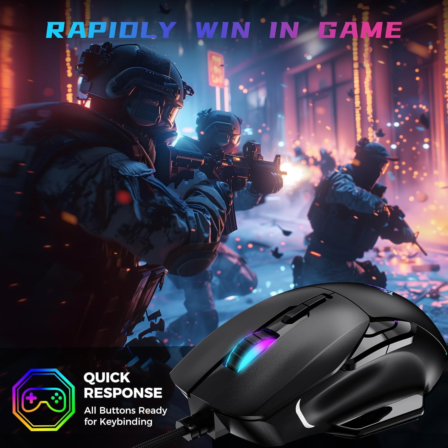 AULA GAMING MOUSE, 12800 DPI RGB WIRED GAMING MOUSE GAMER FOR LAPTOP PC MAC,AULA F815