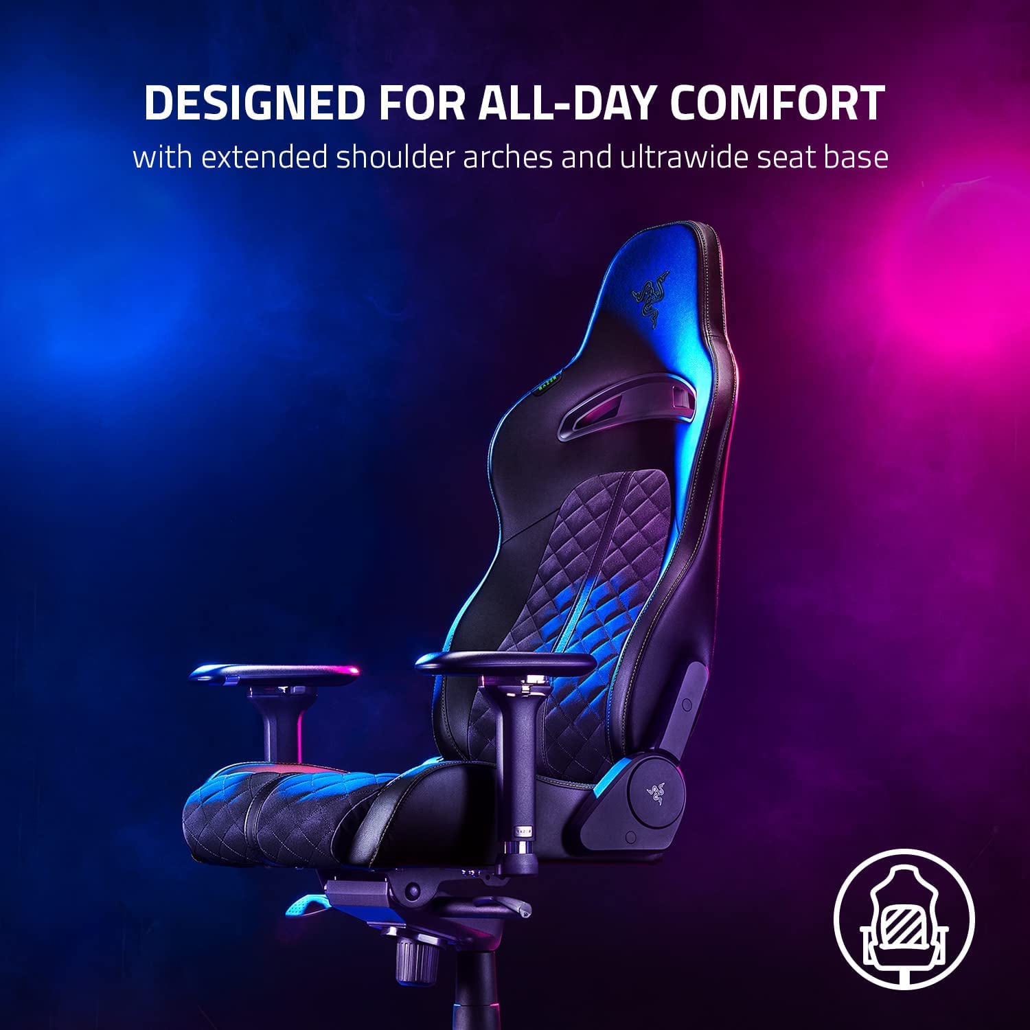 RAZER ENKI - BLACK - GAMING CHAIR FOR ALL-DAY GAMING COMFORT - NASA + AP RZ38-03720300-R3U1