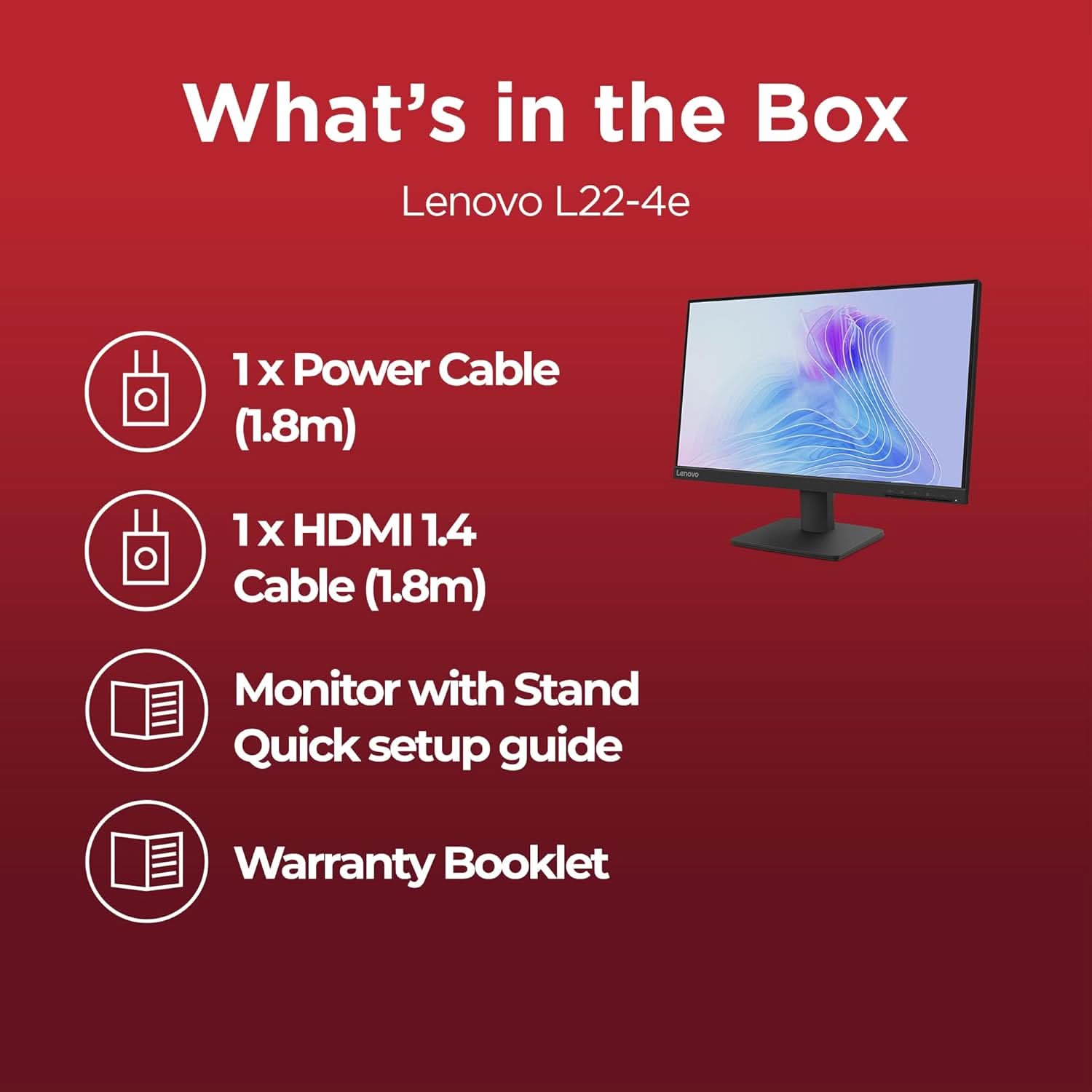 Lenovo L22-4e 21.5inch FHD IPS 100Hz Ultraslim Monitor