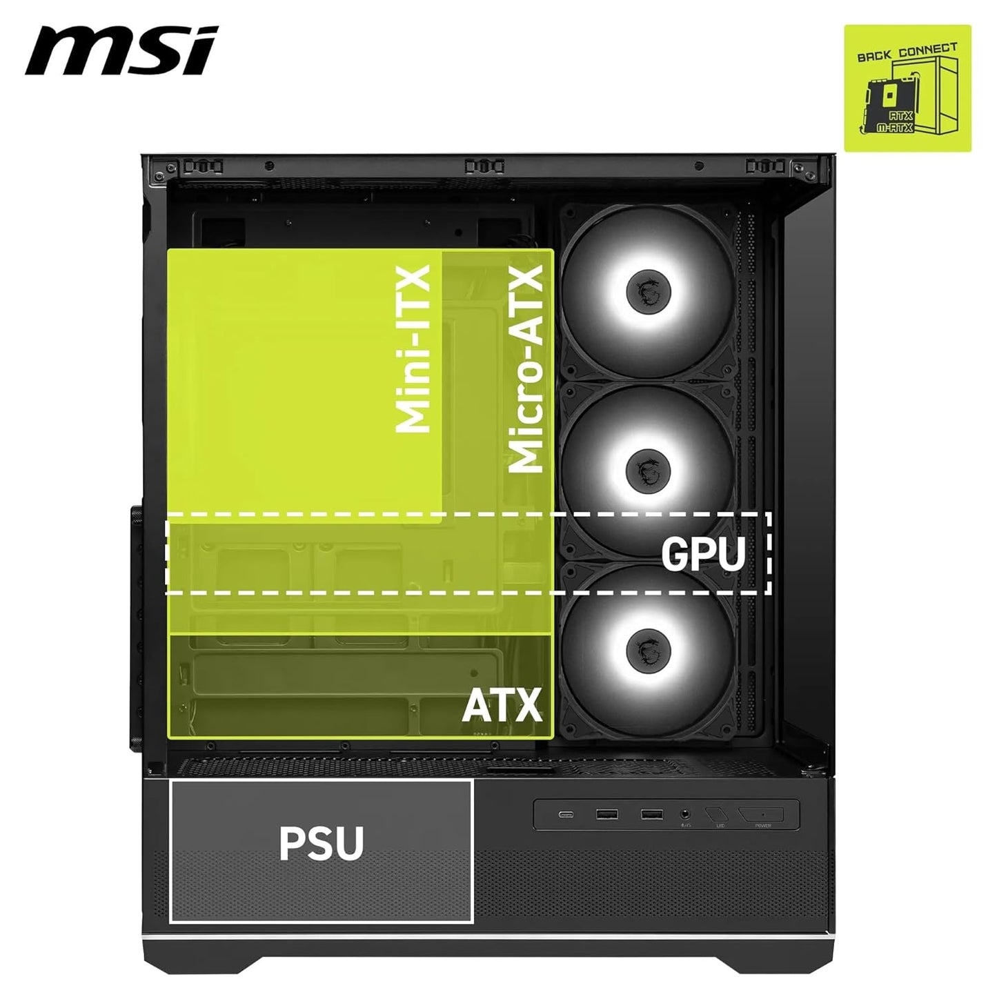 MSI MAG PANO 110R PZ MID TOWER GAMING PC CASE BLACK