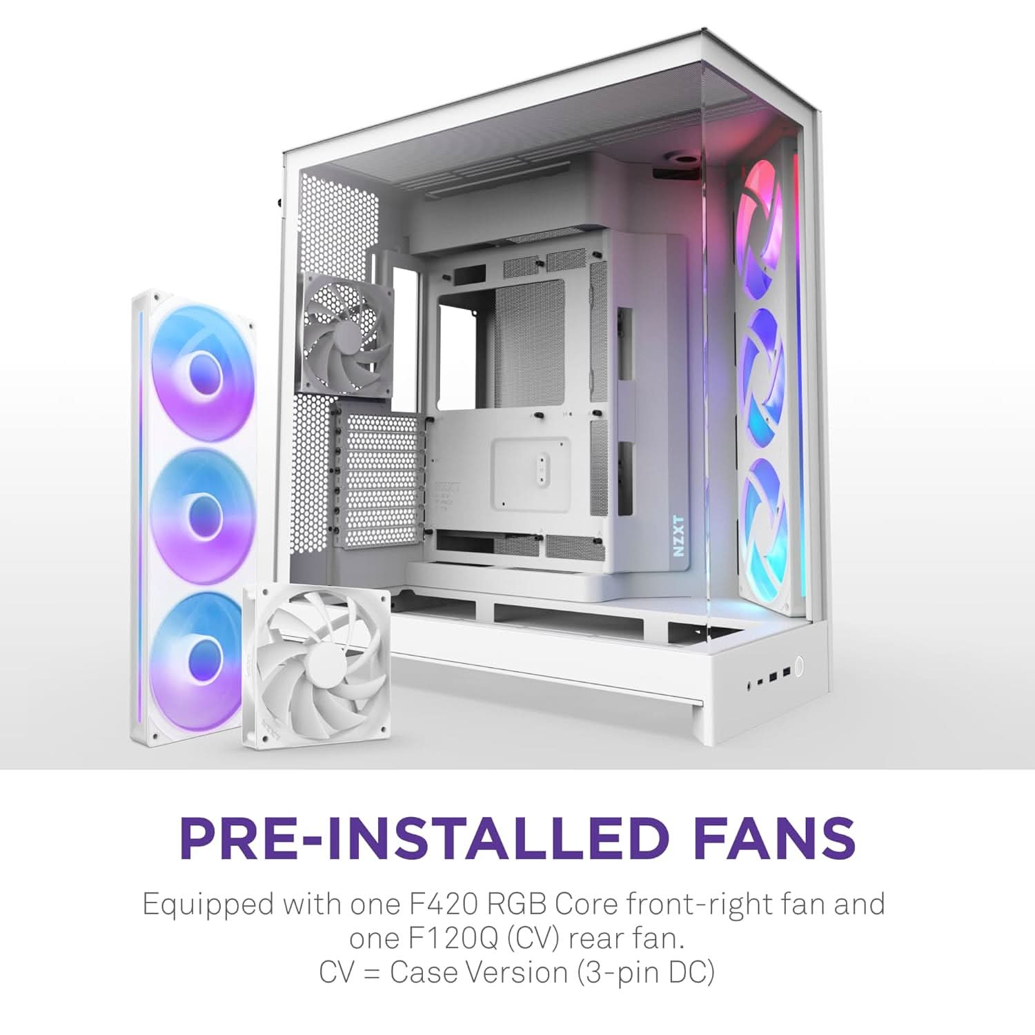 NZXT H9 FLOW RGB (2025) LARGE DUAL-CHAMBER MID-TOWER GAMING CABINET - WHITE (CM-H92FW-R1)