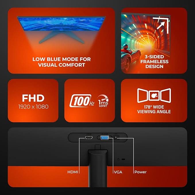 AOC 23.8 IPS Borderless, FHD 1920 x 1080, 100 Hz, 250 cd/m², 1MS, VGA x1, HDMI 1.4 x 1, NTSC 91% / sRGB 105% / Adaptive Syc / Flicker Free / Low Blue Mode