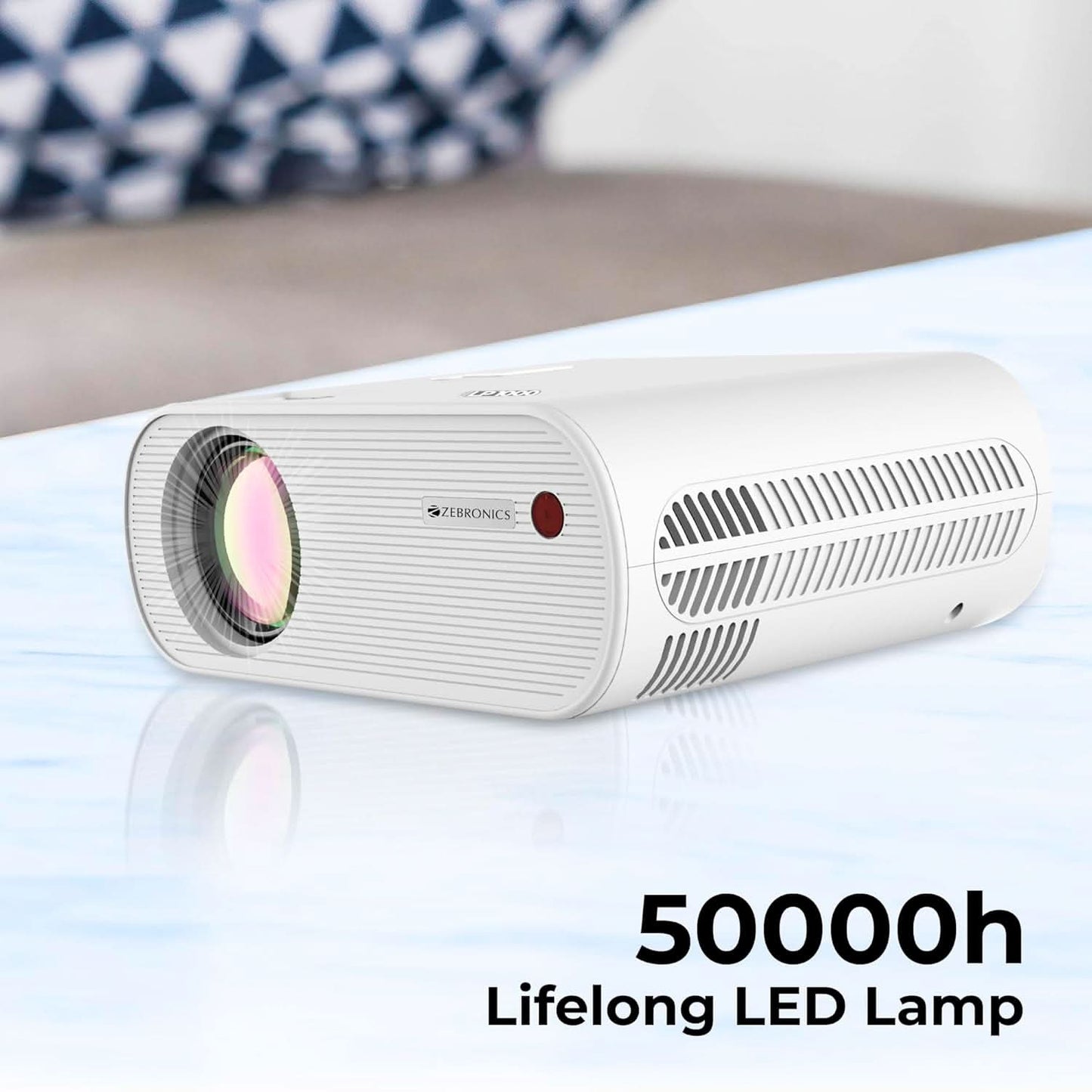 ZEBRONICS LP1000 LED FHD White Projector with 3300 Lumens Max