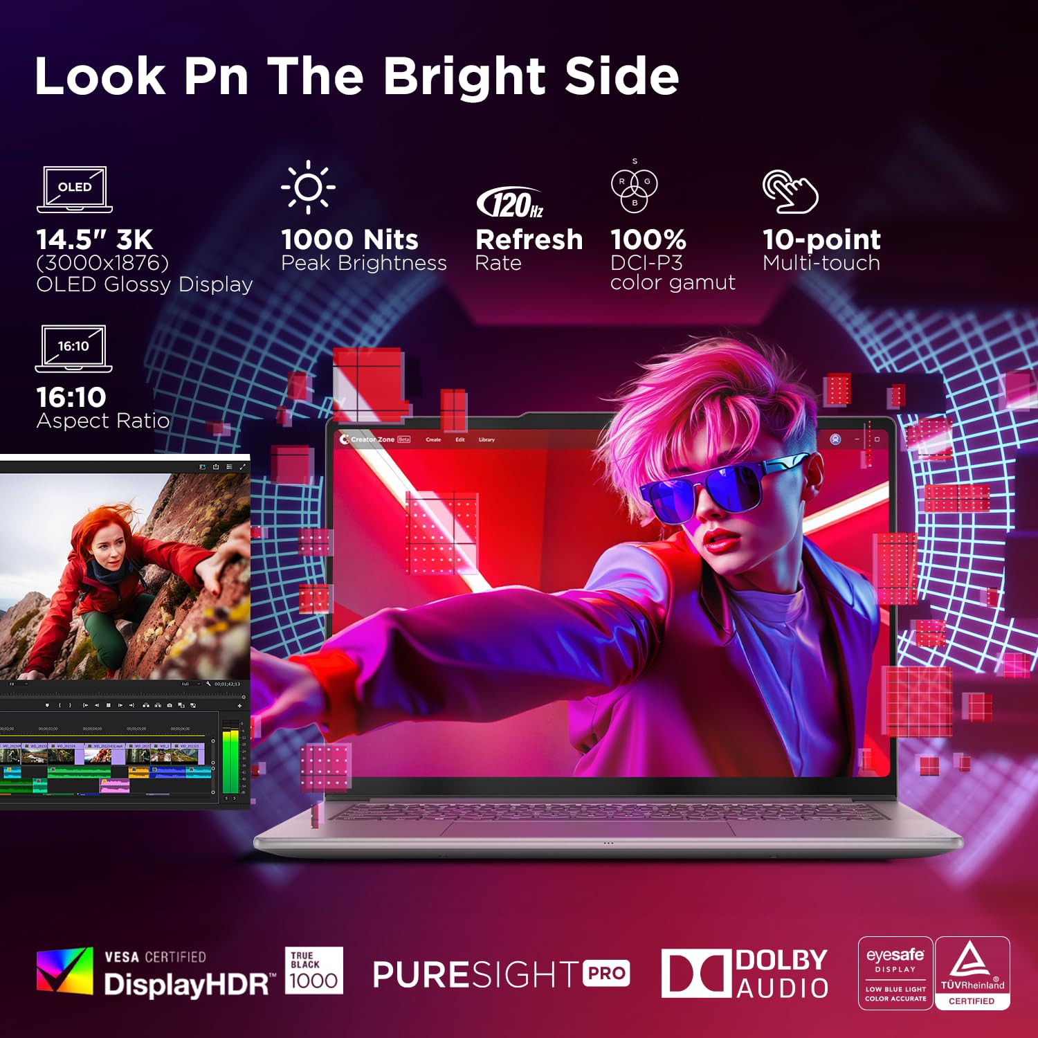 LENOVO YOGA PRO 7 AURA EDITION INTEL EVO CORE ULTRA 9 285H (32GB RAM/1TB SSD/14.5" (36.8CM)/3K OLED TOUCHSCREEN/AI PC/COPILOT+ PC/WINDOWS 11/OFFICE HOME 2024 AI NOW/GREY/1.5KG), 83KF001LIN