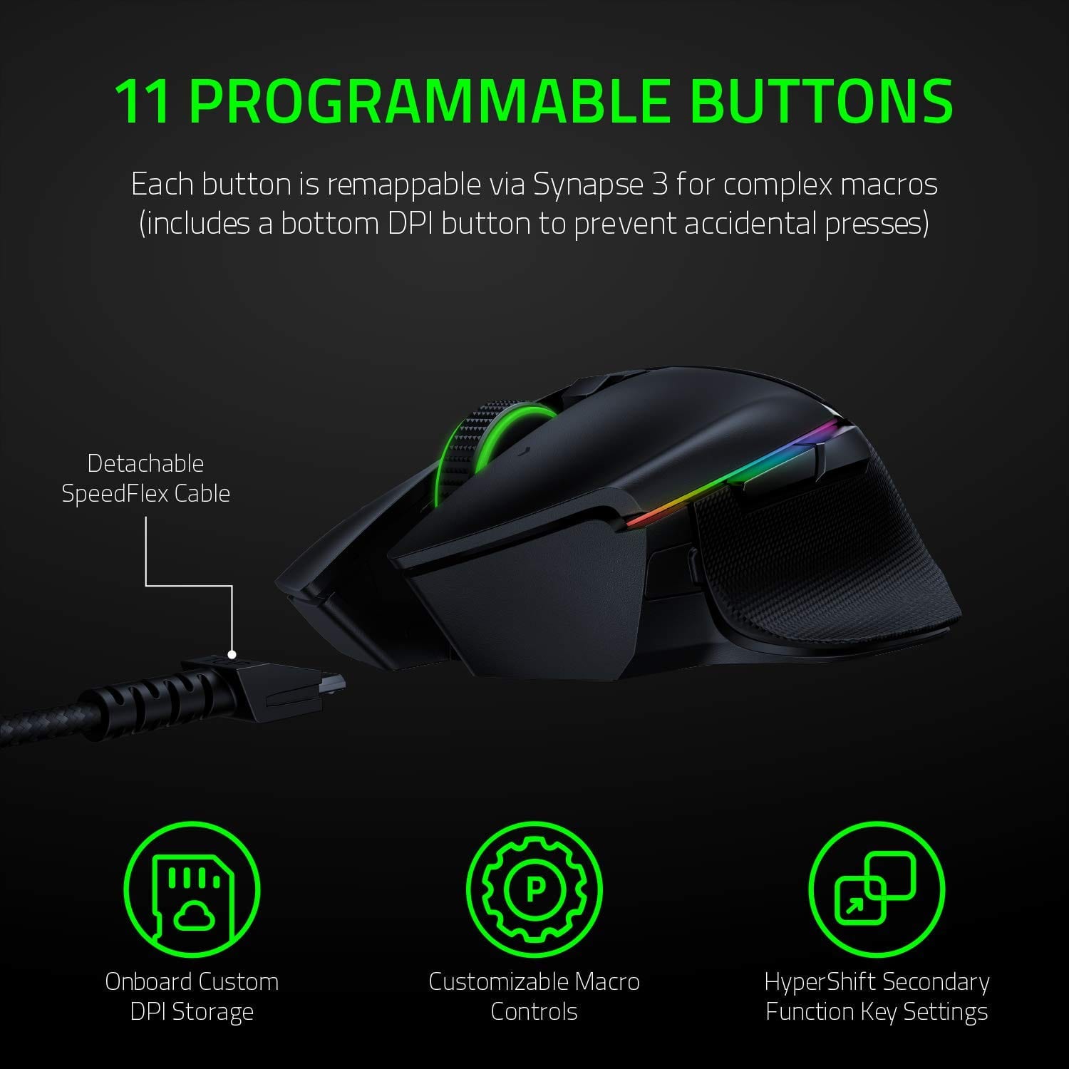 RAZER Basilisk Ultimate Hyperspeeed Wireless Ergonomic Gaming Mouse ( RZ01-03170100-R3A1 ) ( 20000DPI / 11 Macro Button ) ( Black )