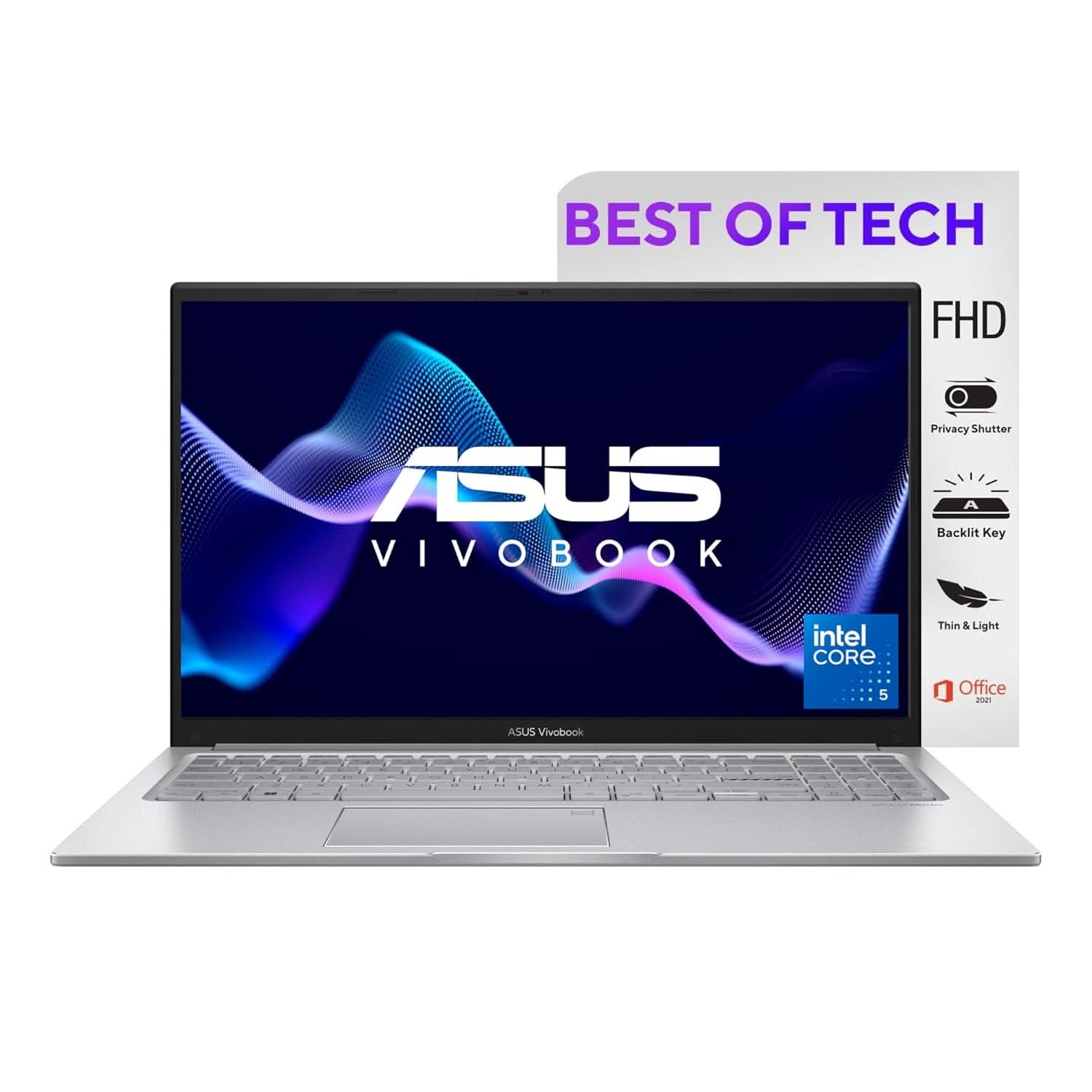 ASUS VIVOBOOK 15 (2024), INTEL CORE 5 PROCESSOR 120U, 15.6 INCH FHD 16:9 60HZ 250NITS,(16GB RAM/512GB SSD/WIN 11 HOME/OFFICE 2021/BACKLIT KEYBOARD/COOL SILVER/1.7 KG), X1504VAP-NJ541WS