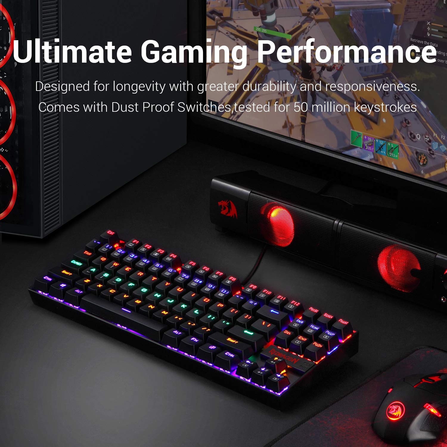 REDRAGON Kumara K552 Rainbow Tenkeyless Mechanical Gaming Keyboard ( Black ) ( Red Switch )