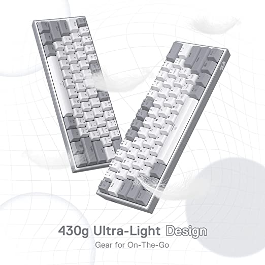 REDRAGON K617 Fizz 60% Mechanical Wired Gaming Keyboard ( White / Grey ) ( Red Linear Switch )