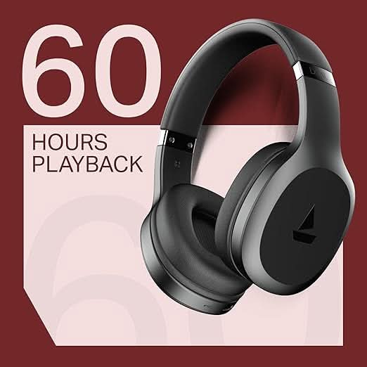 Boat Rockerz 412 40Ms Low Latency, Bluetooth Wireless Over Ear Headphone with Mic (Active Black)