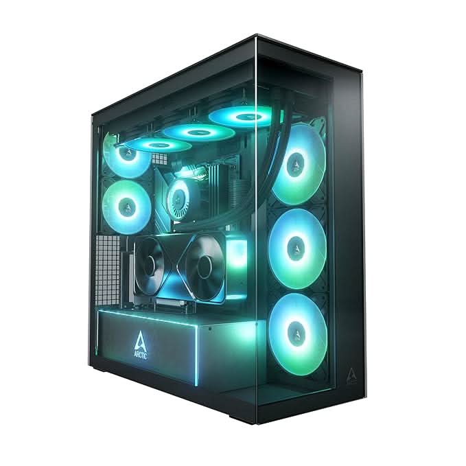 ARCTIC Xtender VG (Mirror Black) with Vertical GPU Mount Case
