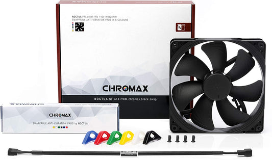 NOCTUA NF-A14 PWM 140mm Non-RGB Chromax Black Cabinet Fan (Single Pack)