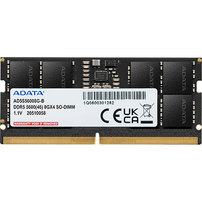 ADATA 8GB DDR5 5600MHZ SO-DIMM LAPTOP MEMORY AD5S56008G-S