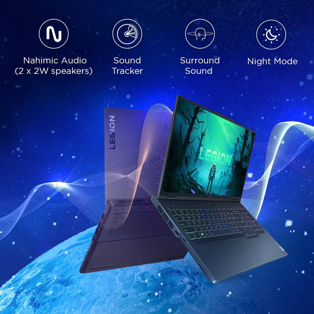 LENOVO LEGION PRO 5 AMD RYZEN 9 7945HX 16 INCH (40.64CM) WQXGA-IPS 240HZ 500NITS GAMING LAPTOP (32GB/1TB SSD/WIN 11/OFFICE 2021/NVIDIA RTX 4070 8GB/ALEXA/3 MONTH GAME PASS/ONYX GREY/2.5KG), 82WM00FFIN