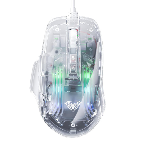 AULA S820 TRANSPARENT WIRED MOUSE WHITE