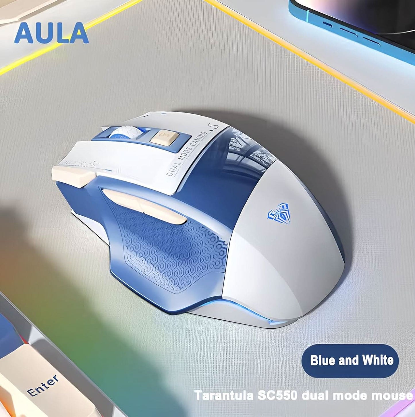 AULA SC550 WIRELESS & WIRED GAMING MOUSE (BLUE)