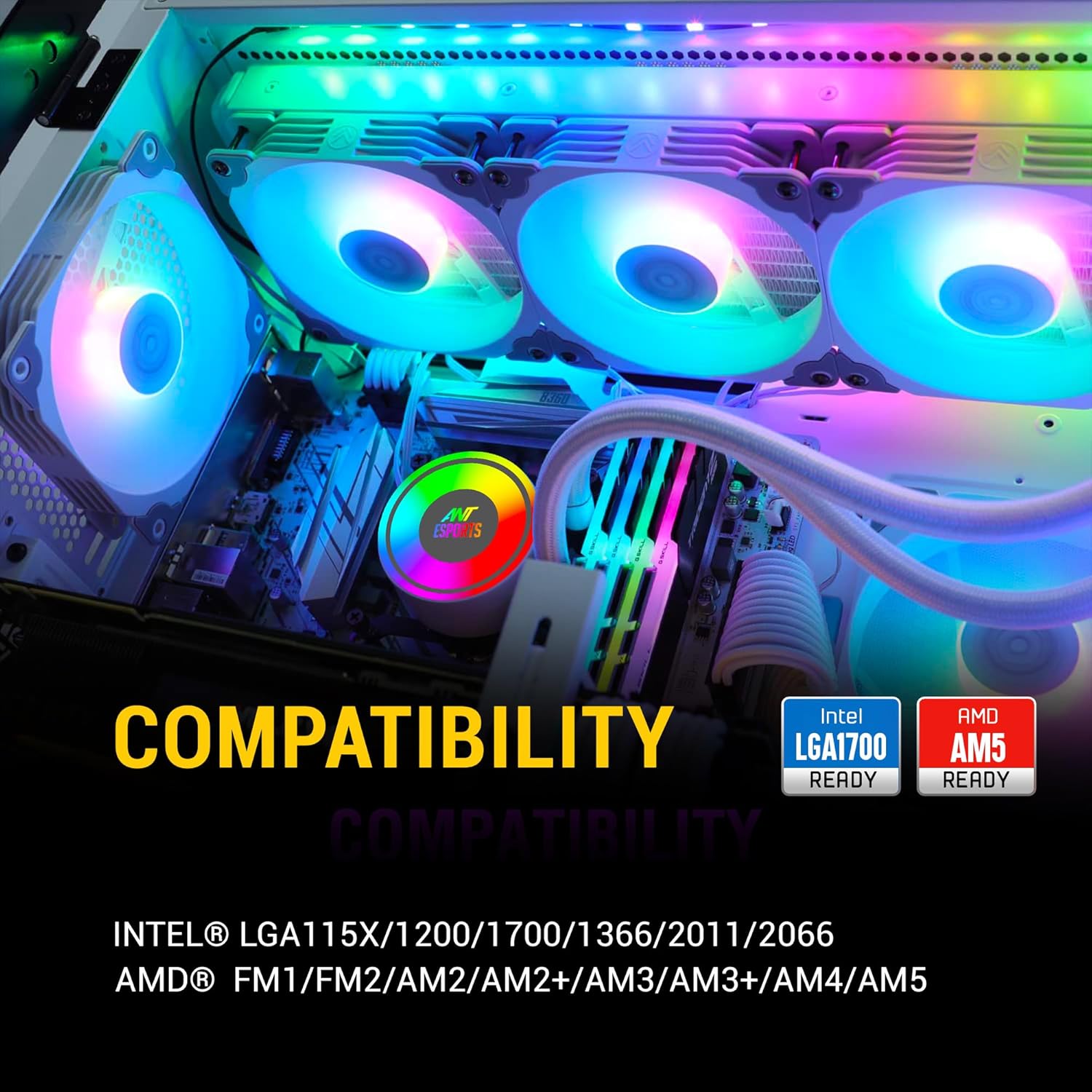 ANT ESPORTS CPU COOLER ICE-360 ARGB WITH WHITE