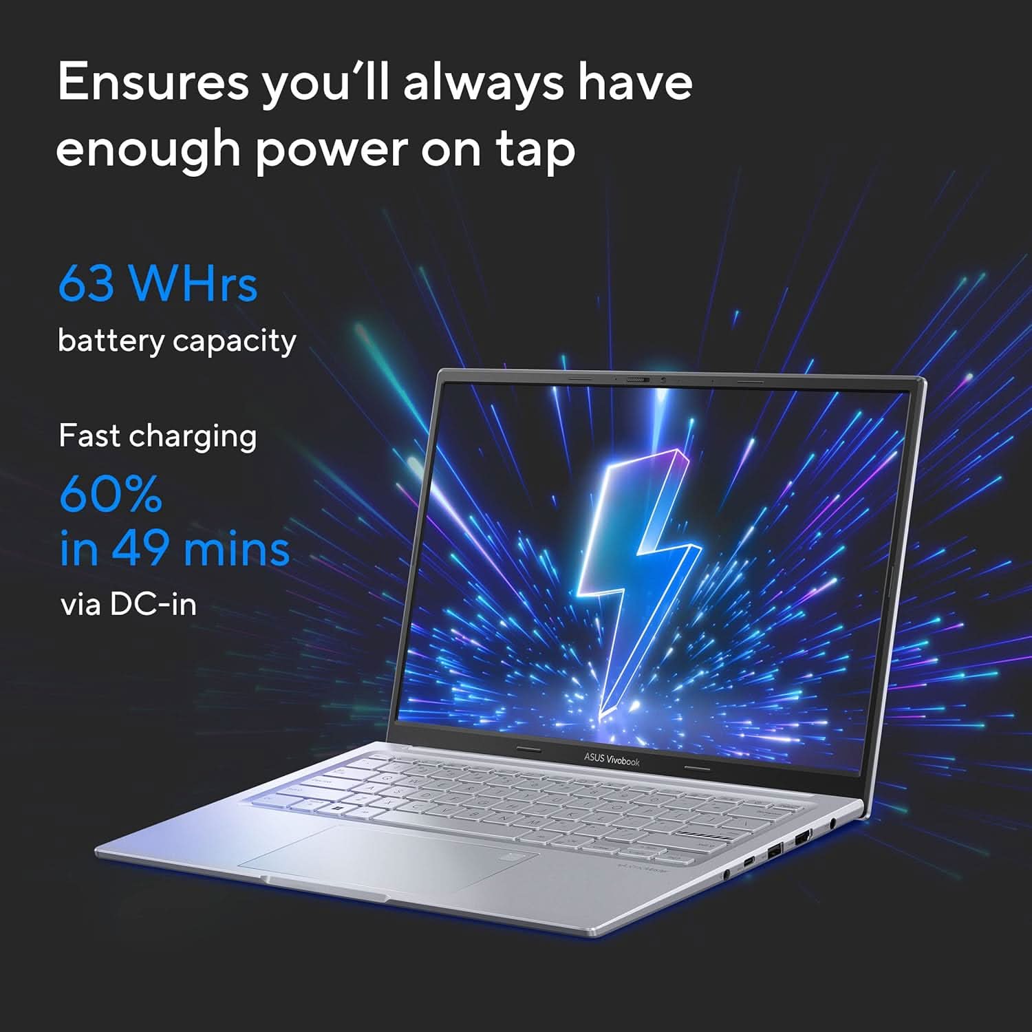 ASUS VIVOBOOK 14X OLED, INTEL CORE I9-13900H 13TH GEN, 14 INCH (35.56 CM) 2.8K 90HZ OLED, CREATOR/GAMING LAPTOP (16 GB RAM/1TB SSD/4GB RTX 3050/WIN11/BACKLIT/FINGERPRINT/SILVER/1.45 KG), K3405VCB-KM952WS