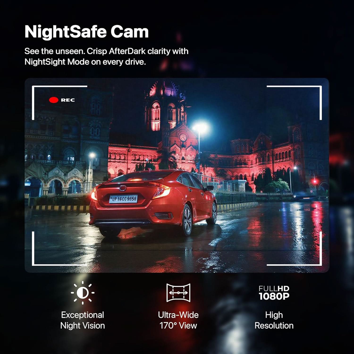 IZI Drive360 Dash Cam for Car, 360 Rotatable Car Camera, AI Voice Control, Full HD 1080P @30FPS, 170 Wide Lens, 24/7 Parking & Impact Detection, 128GB Support, Type-C Fast Connect, Built-in Mic