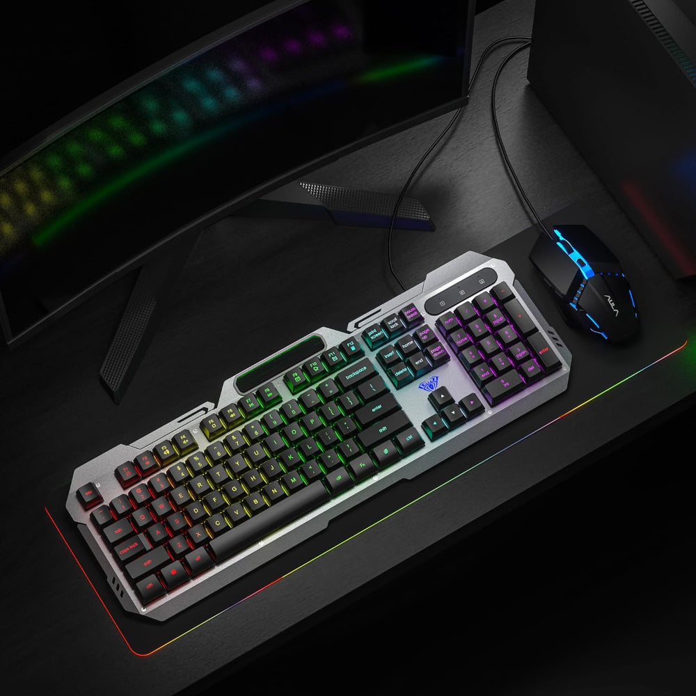 AULA F2023 Full Size Wired Gaming Keyboard and Mouse Combo ( Black )