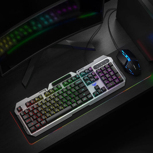 AULA F2023 Full Size Wired Gaming Keyboard and Mouse Combo ( Black )