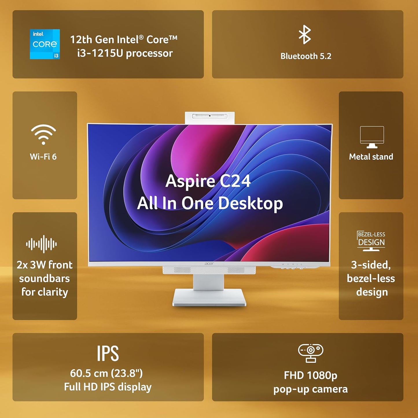 ACER ASPIRE C24/CORE I3-1215U /16GB/1TB SSD/5MP/WIN11/MSO/WHITE