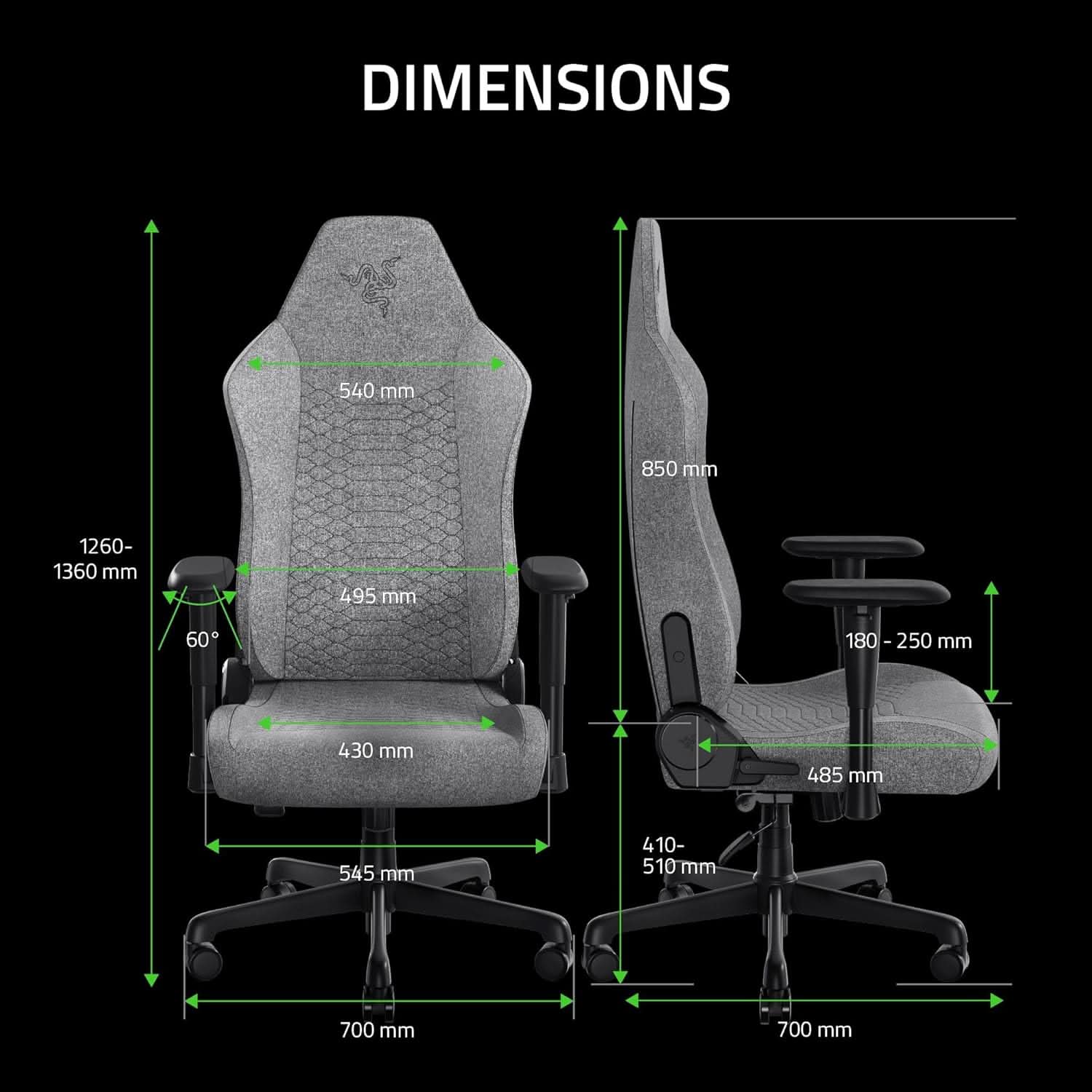RAZER ISKUR V2 X - GAMING CHAIR - LIGHT GRAY FABRIC - RZ38-05310200-R3UA
