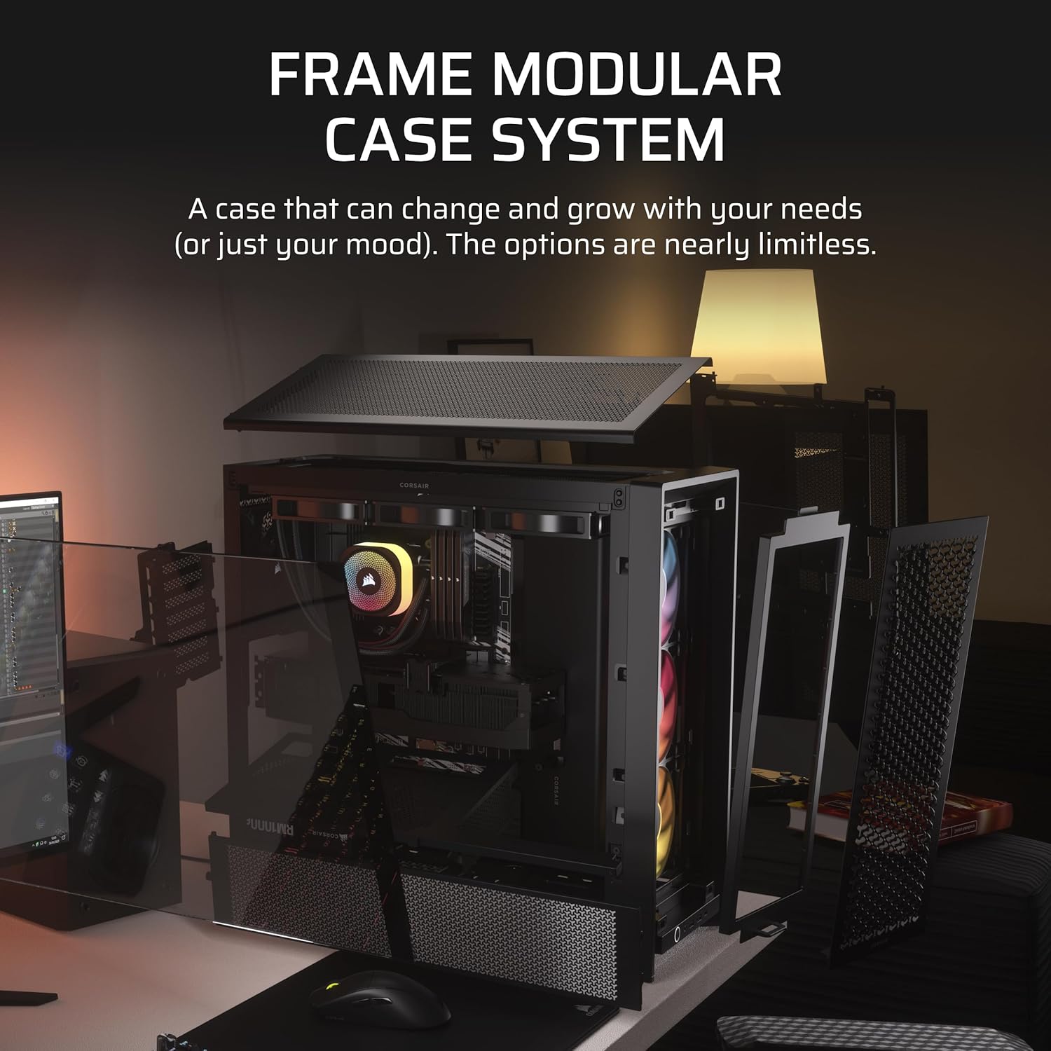 CORSAIR CHASSIS FRAME 4000D RS ARGB - CC-9011296-WW- MID-TOWER PC CASE WITHOUT PSU, BLACK