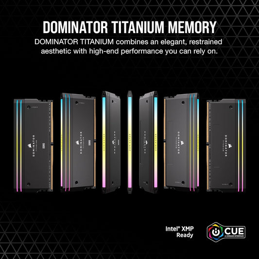 CORSAIR MEMORY CMP32GX5M2B6000C30 DOMINATOR TITANIUM 2 32GB (2 X 16GB) DDR5 6000 CL30-36-36-76 1.40V INTEL XMP MEMORY - BLACK