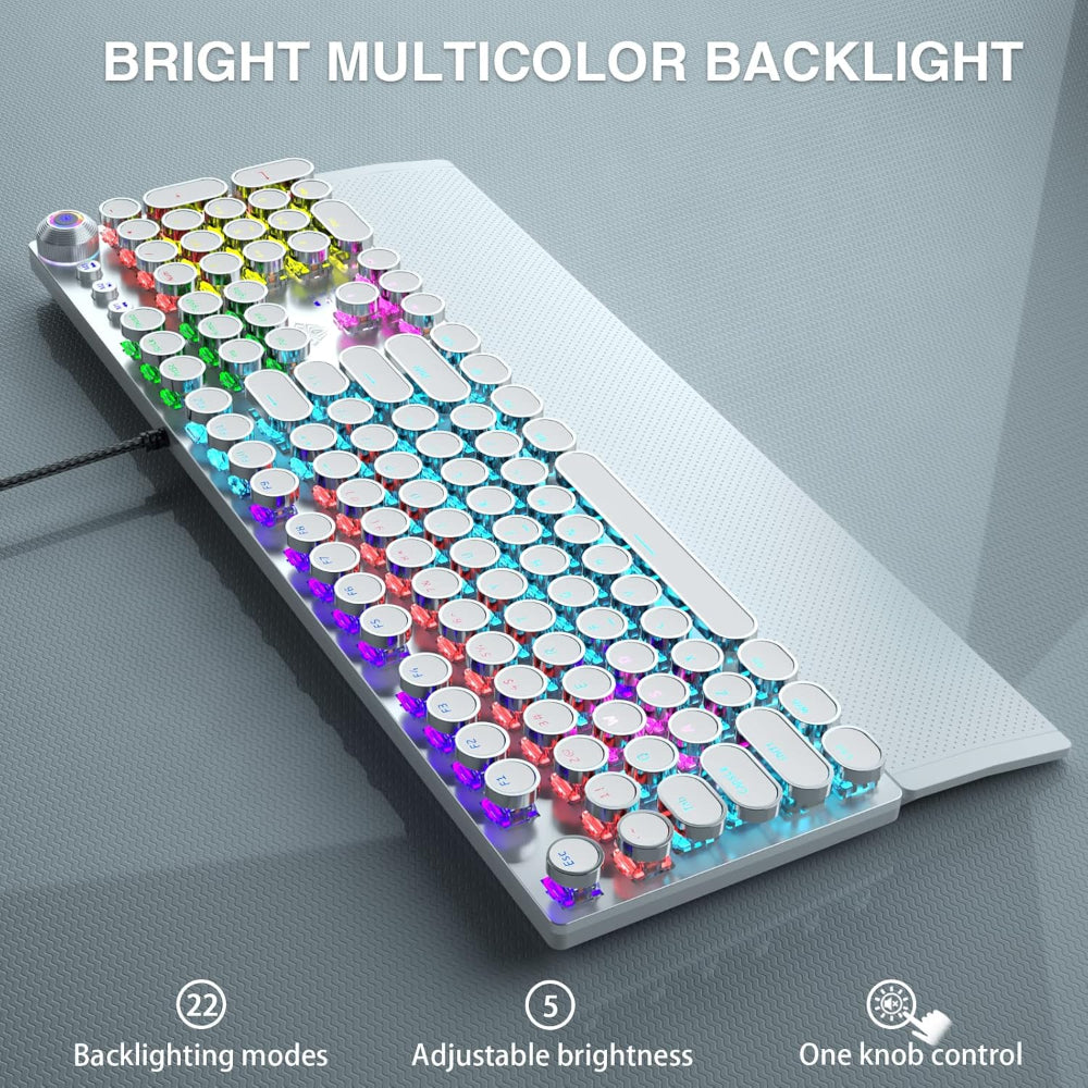 AULA F2088 Full Size Wired Mechanical Gaming Keyboard ( White ) ( Blue Switch ) ( F2088W )
