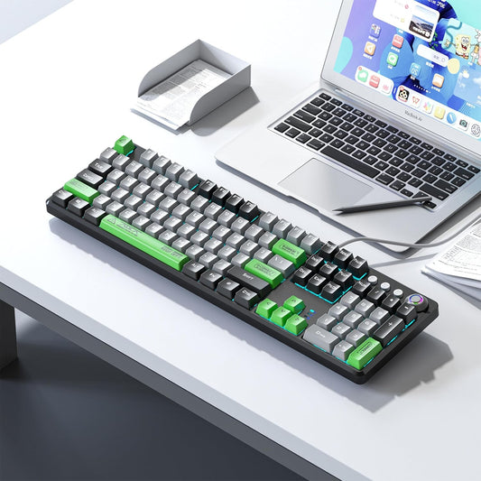 AULA F2088PRO BLACK GREY GREEN MECHANICAL GAMING KEYBOARD