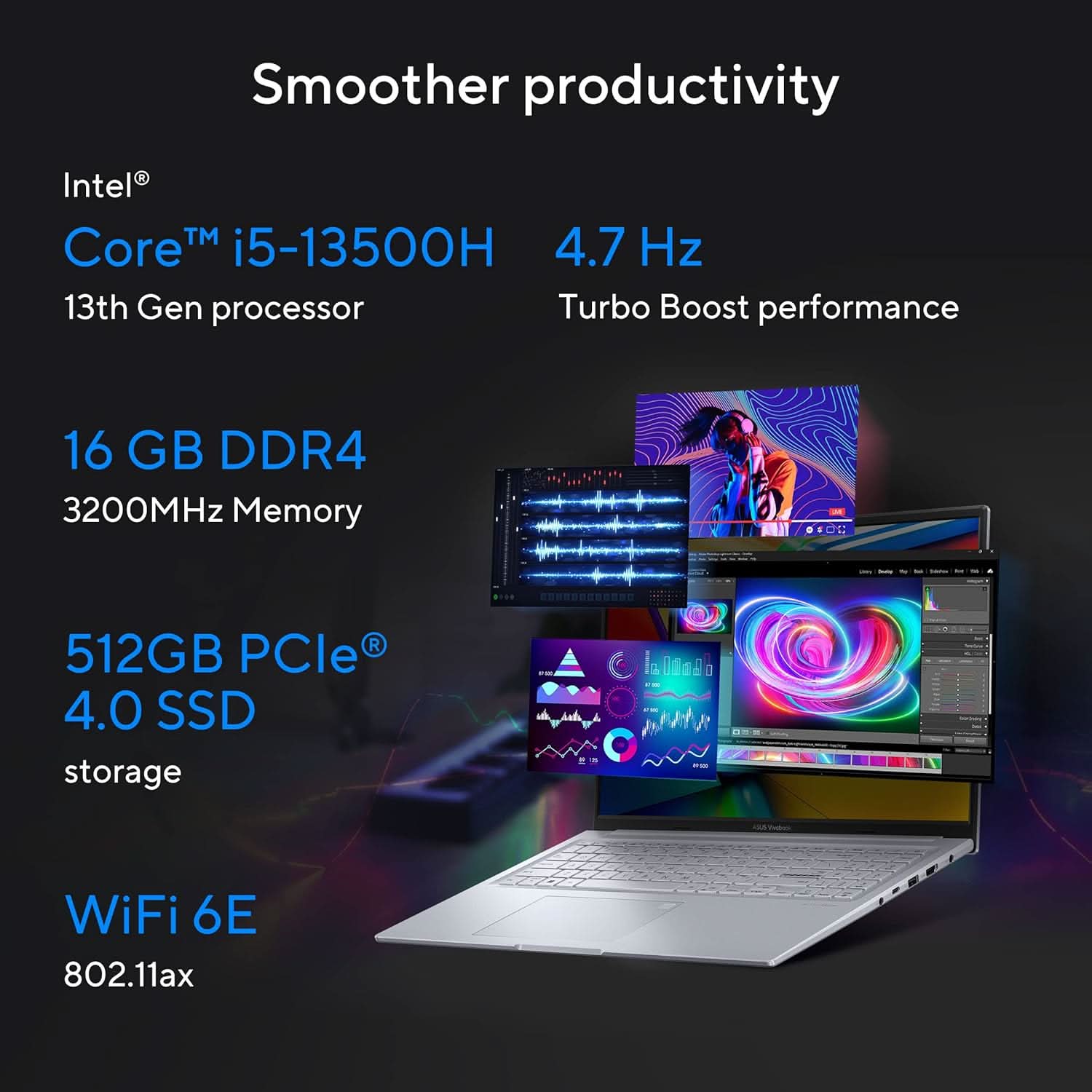 ASUS VIVOBOOK 16X 2023, INTEL CORE I5-13500H 13TH GEN, 16.0-INCH FHD+ 120HZ, CREATOR/GAMING LAPTOP, THIN & LIGHT LAPTOP (16GB/512GB SSD/RTX 3050 4GB/WIN11/FINGERPRINT/SILVER/1.80 KG),K3605VC-MB542WS