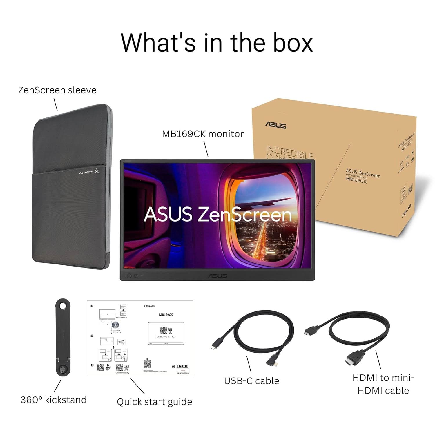 ASUS ZenScreen 16 Inch Full HD, IPS, Dual USB-C Portable USB Monitor