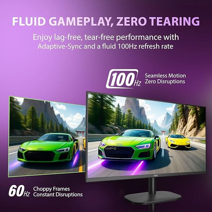 AOC 27 IPS Borderless, FHD 1920 x 1080, 100 Hz, 250 cd/mΒ², 4 MS, HDMI 1.4 x 2, NTSC 83% / sRGB 102% / Adaptive Sync/ Flicker Free / Low Blue Mode