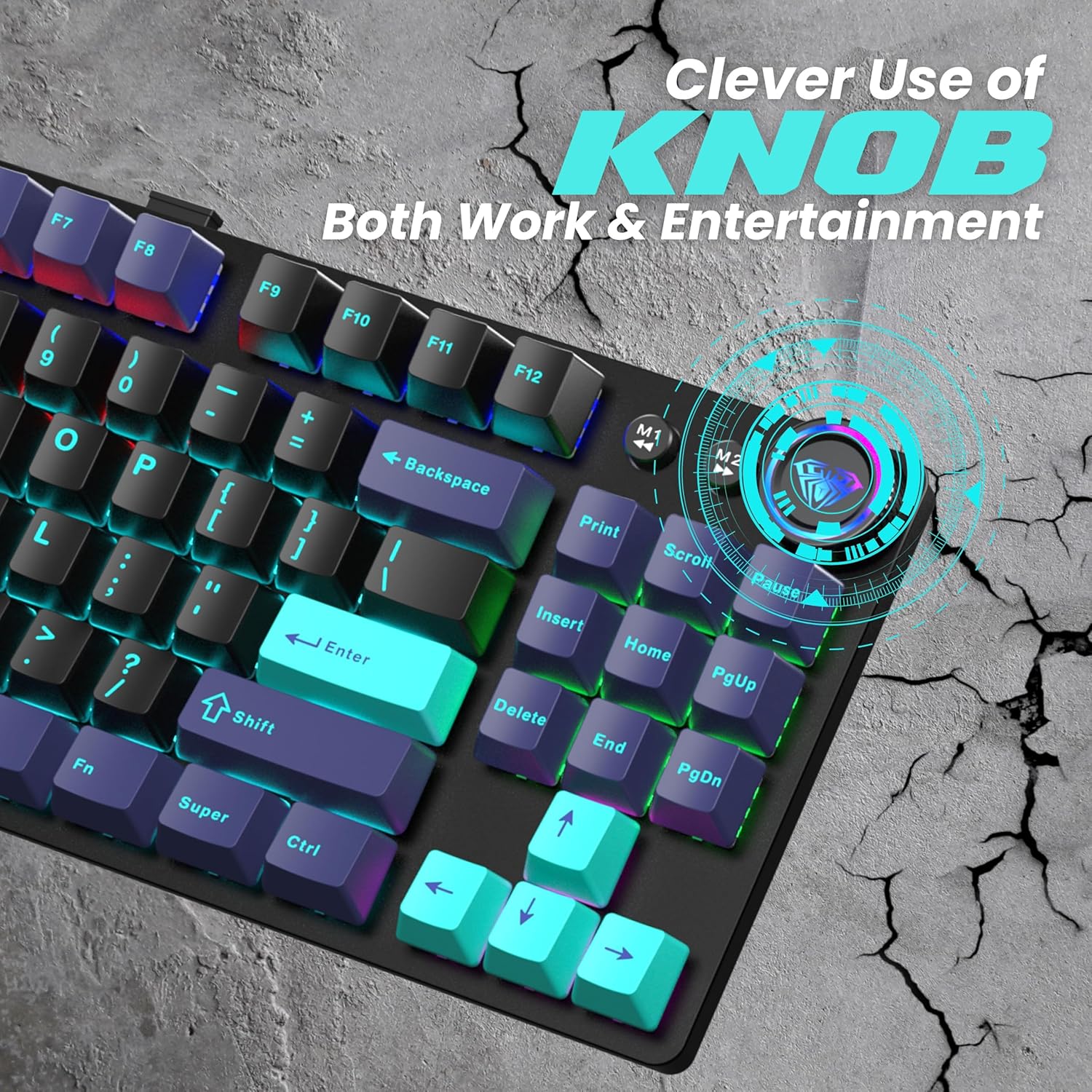 AULA M75 TRI-MODE (2.4G/BLUETOOTH/WIRED) HOT SWAPPABLE RGB, BLUE+BLACK+GREEN