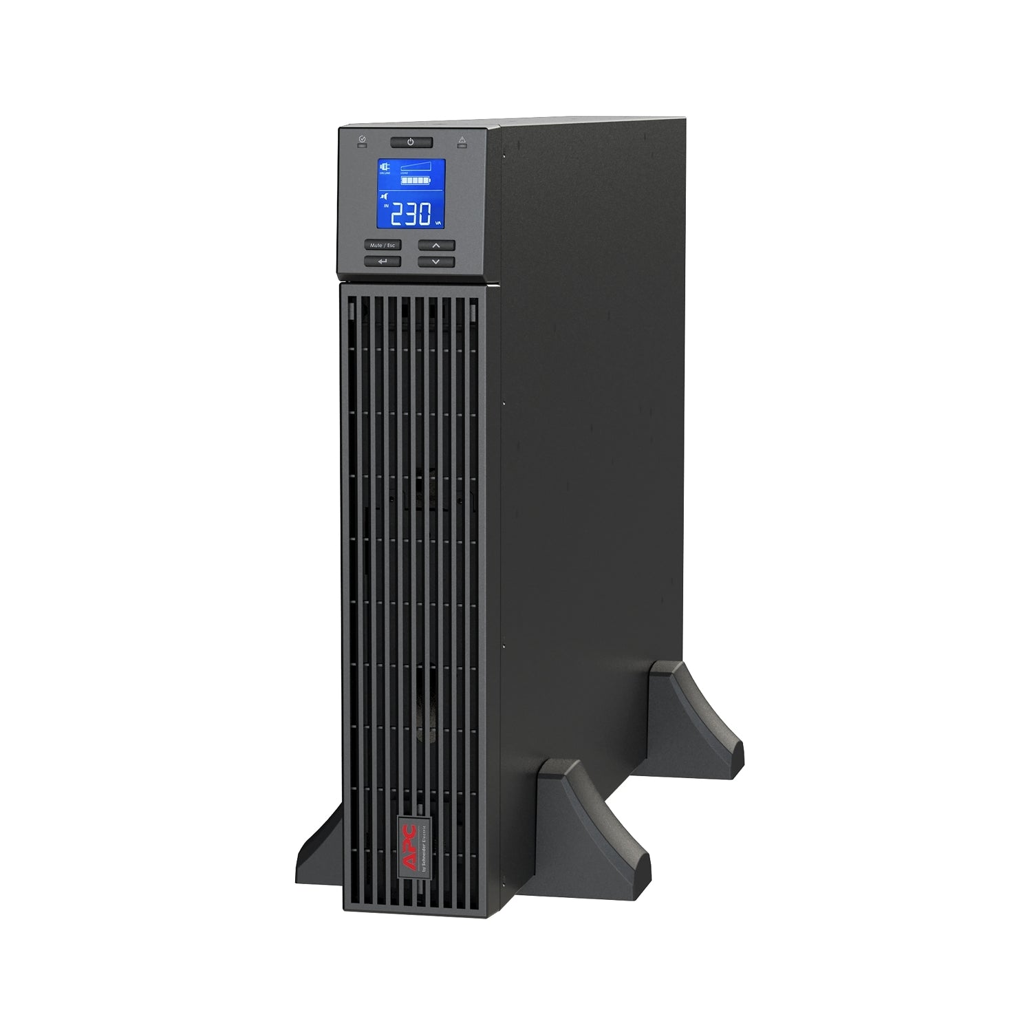APC EASY UPS ON-LINE SRV3KL-IN - 3KVA/2400W | 230V | 4 INDIA 3-PIN 6A + 1X HARD WIRE 3-WIRE(1P+N+E) OUTLETS | RACKMOUNT 2U | INTELLIGENT CARD SLOT | VISUAL LCD AND AUDIBLE ALARMS | W/O RAIL KIT | 2 YEARS WARRANTY