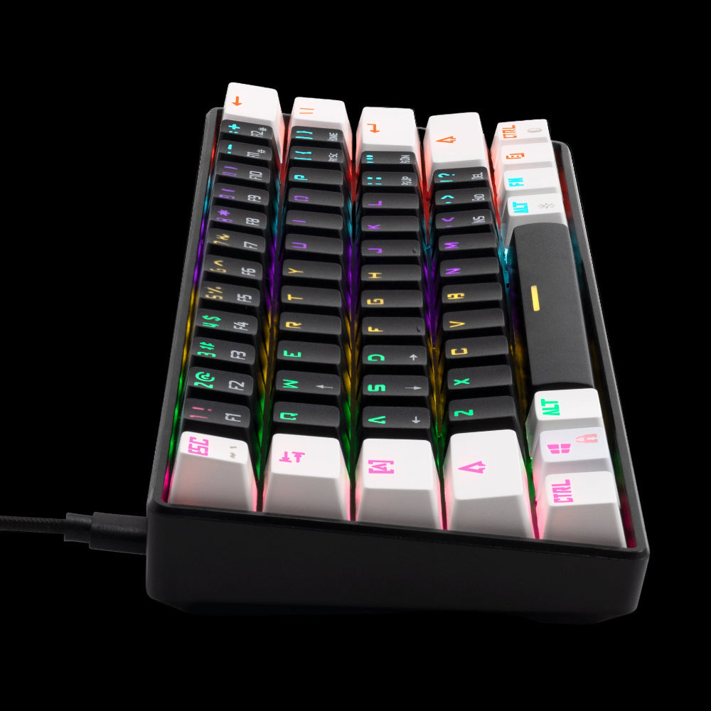 GAMDIAS AURA GK2 60% Mechanical Wired Gaming keyboard ( White / Black ) ( Tactile red Switches )