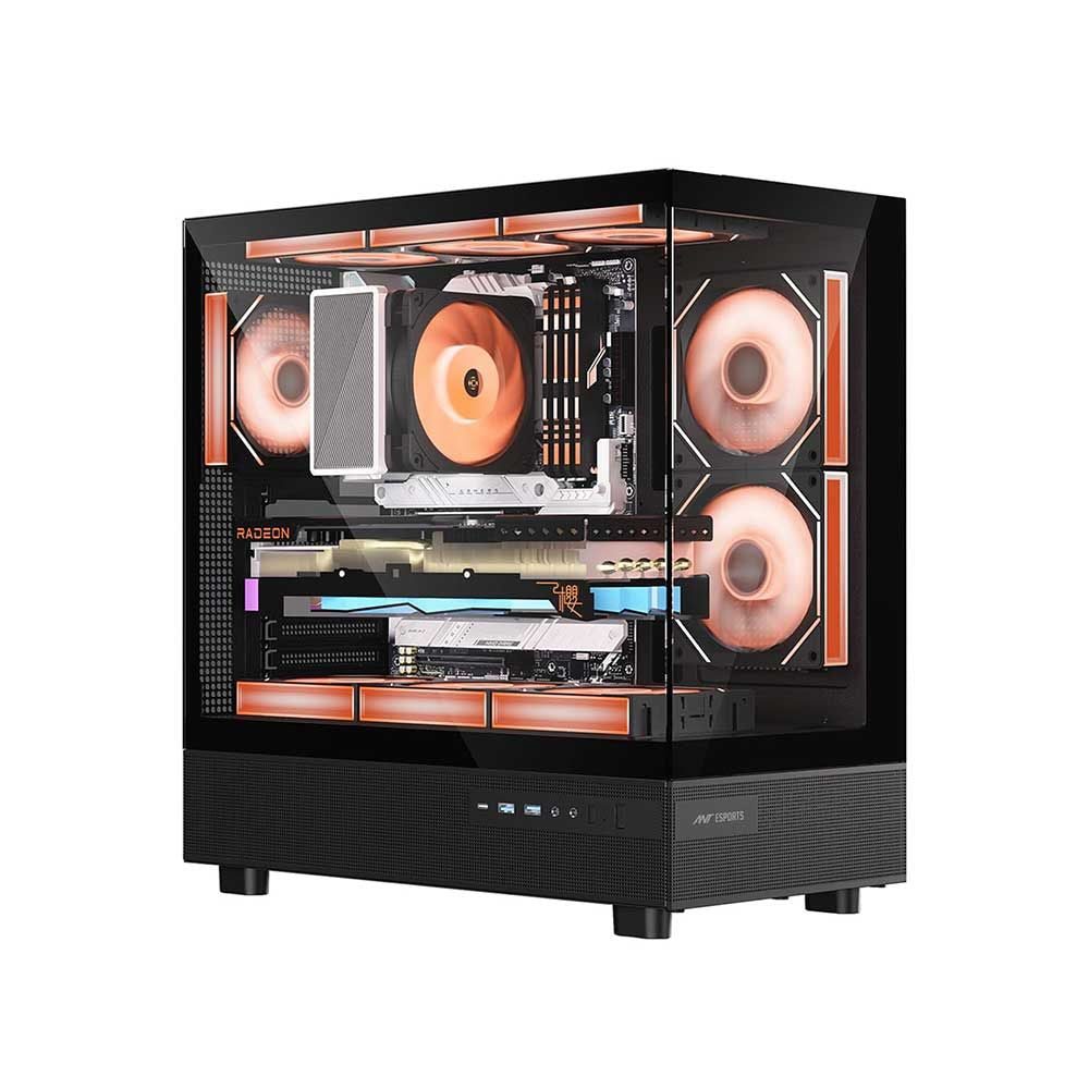 Ant Esports Crystal X6 ARGB ATX Mid Tower Cabinet ( Black )