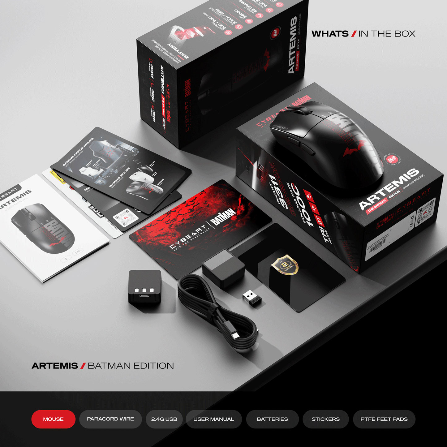 Artemis - The Batman | 1K 52g Ultra-light Hot-Swap Tri-Mode Gaming Mouse