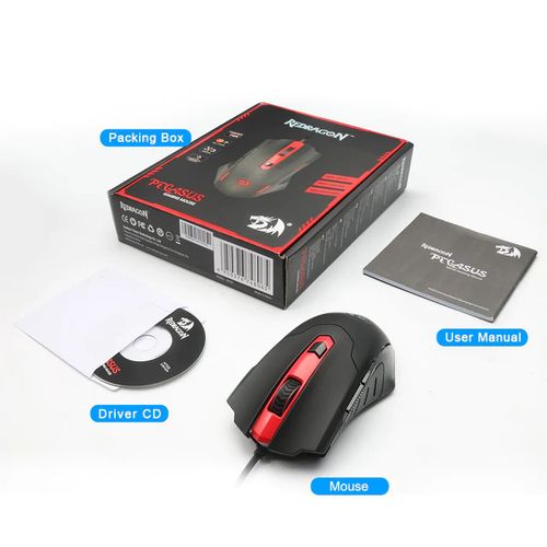 REDRAGON Pegasus M705 Wired Ergonomic Gaming Mouse ( 7200DPI / 7 Macro Button ) ( Black)