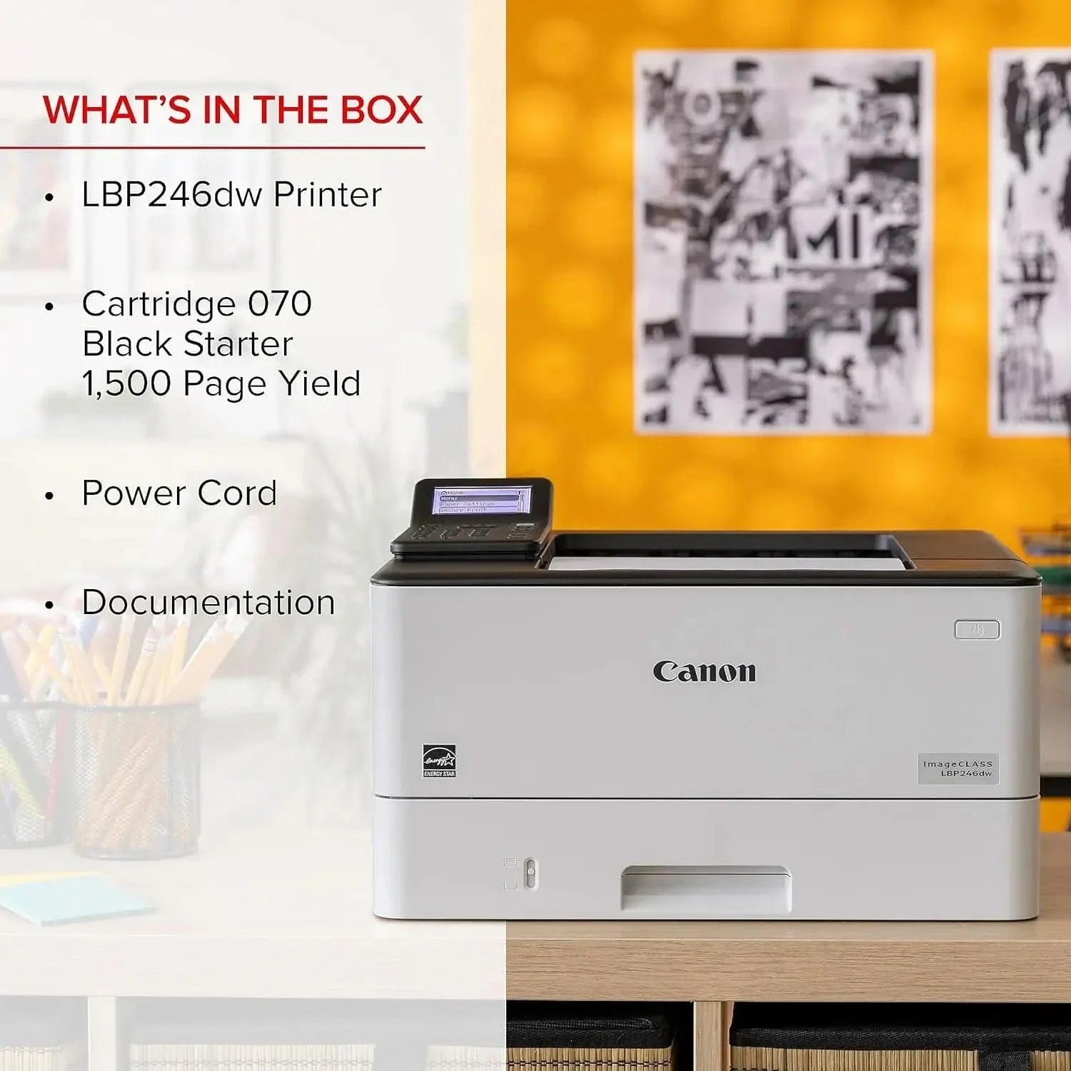 Canon imageCLASS LBP246dw - Monochrome Duplex, Wireless Laser Printer, Single Function, Mobile Ready, 42 PPM, White
