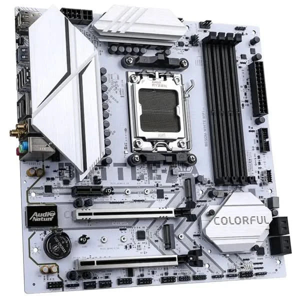 Colorful BATTLE AX B650M WHITE WIFI V15 WiFi-6 AMD B650 AM5 DDR5 MicroATX Motherboard (White)