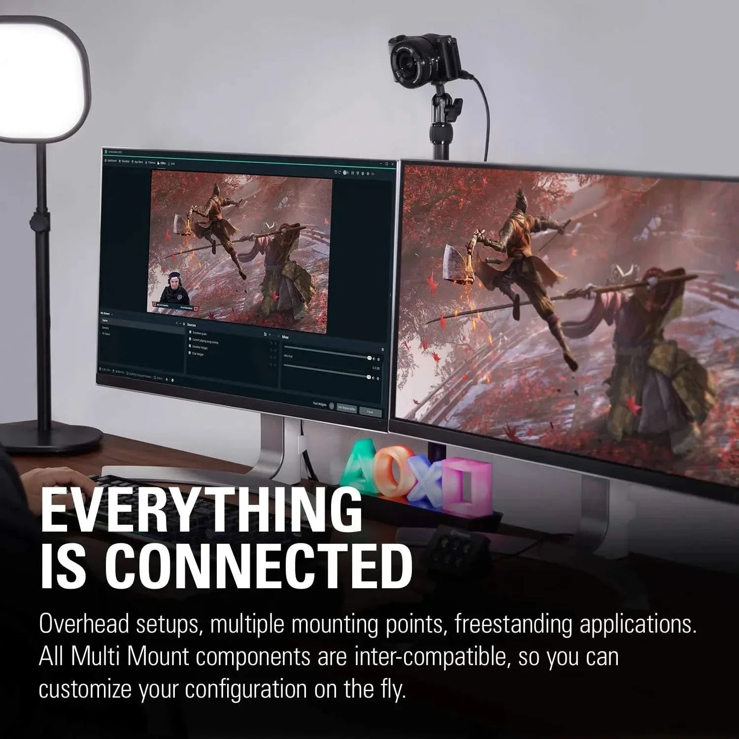 Corsair Elgato Master Mount L - Extendable Up to 125 CM/49 Inches, Center Ball Head, 1/4" Screw, Padded Desk Clamp, Compatible With All Master Mount Accessories