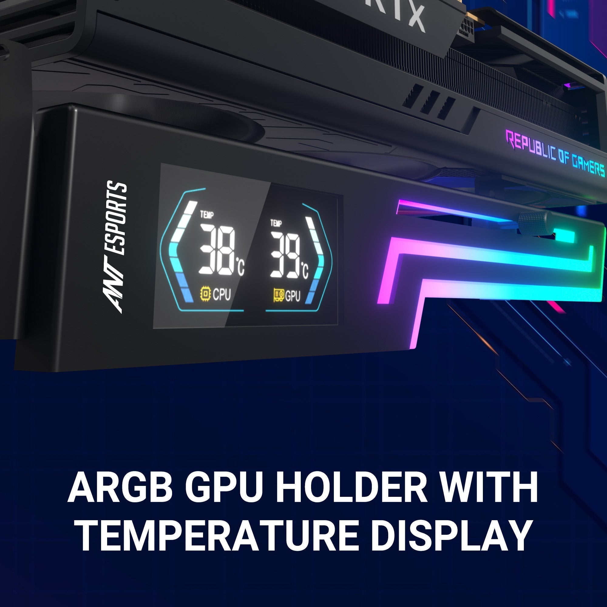 ANT ESPORTS GCB200 DIGITAL ADDRESSABLE RGB GRAPHICS CARD HOLDER (BLACK)