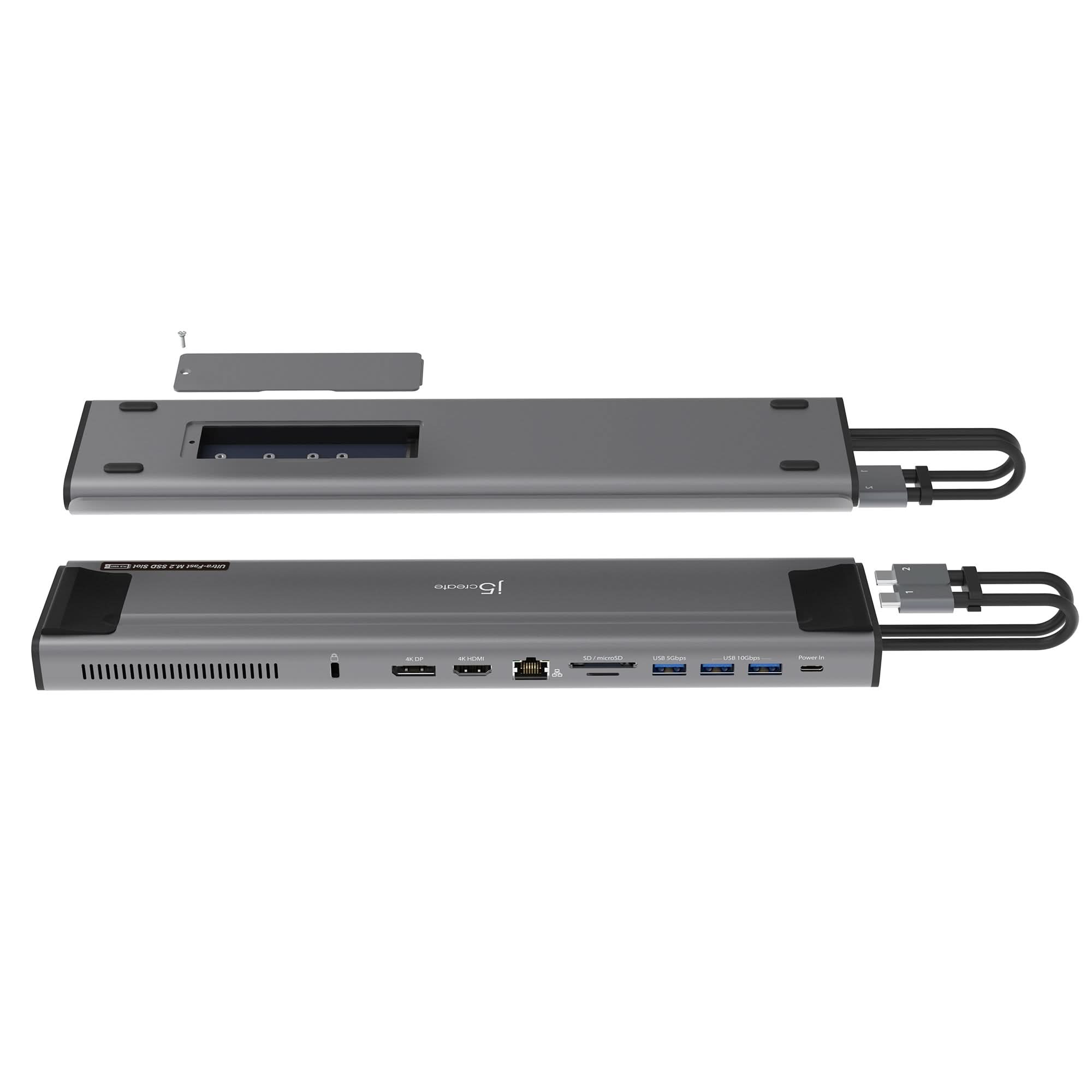J5CREATE USB-C Dual 4K Display Docking Station with an M.2 SSD Slot jcd551
