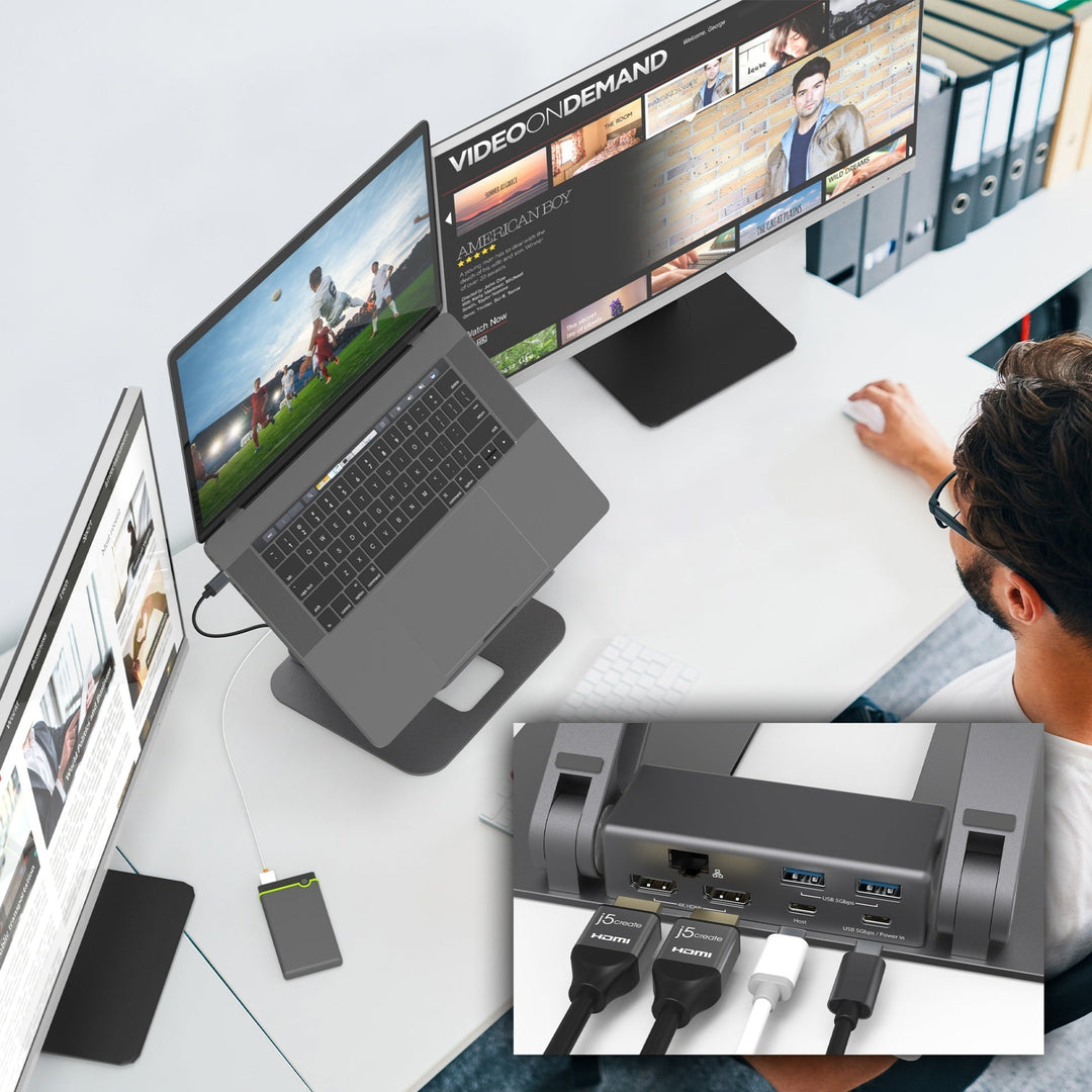 J5CREATE MULTI-ANGLE DUAL HDMI DOCKING STAND